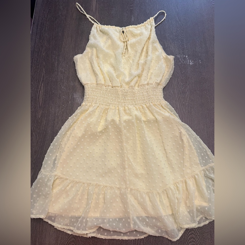 ALTARD STATE BUTTER YELLOW RUFFLE ADJUSTABLE STRAP DRESS - Size Medium SKU:69 - Picture 6 of 6
